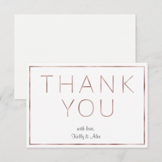 Roos Gold Folie Wedding Bedankt Card (Voorkant / Achterkant)