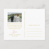 Roos Gold Forever Thankful Weddenfoto Hartelijk da Briefkaart (Achterkant)