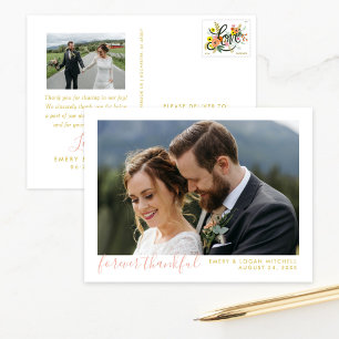 Roos Gold Forever Thankful Weddenfoto Hartelijk da Briefkaart
