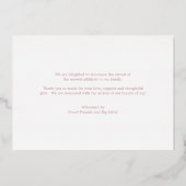 Roos Gold Foto Collage Girl Birth Announding Folie Uitnodiging (Achterkant)