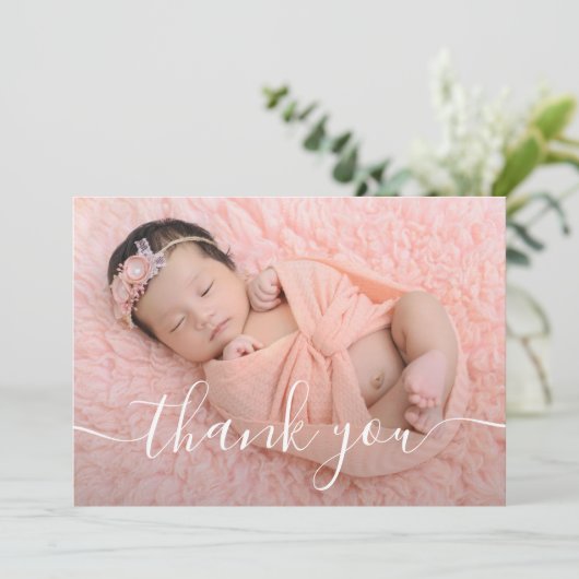 Roos Gold Foto Hartelijk dank Baby shower Baby Gif Bedankkaart (Staand voorkant)