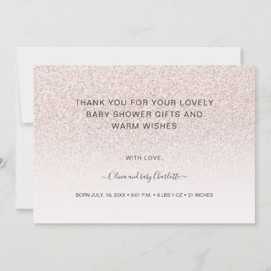 Roos Gold Foto Hartelijk dank Baby shower Baby Gif Bedankkaart (Achterkant)