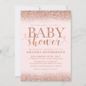 Roos Gold Fox Glitter Baby shower Invitation Kaart (Voorkant)
