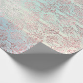 Roos Gold Foxier Damask Wood Pink Blue Grey Cadeaupapier (Hoek)