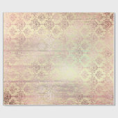 Roos Gold Foxier Metallic Damask Wood Pink Royal Cadeaupapier (Vlak)