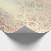 Roos Gold Foxier Metallic Damask Wood Pink Royal Cadeaupapier (Hoek)