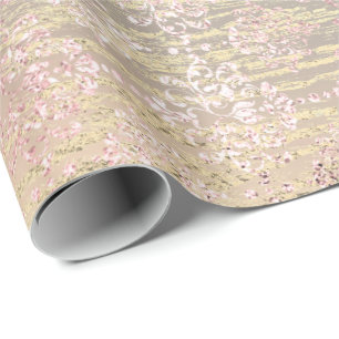 Roos Gold Foxier Metallic Damask Wood Pink Royal Cadeaupapier