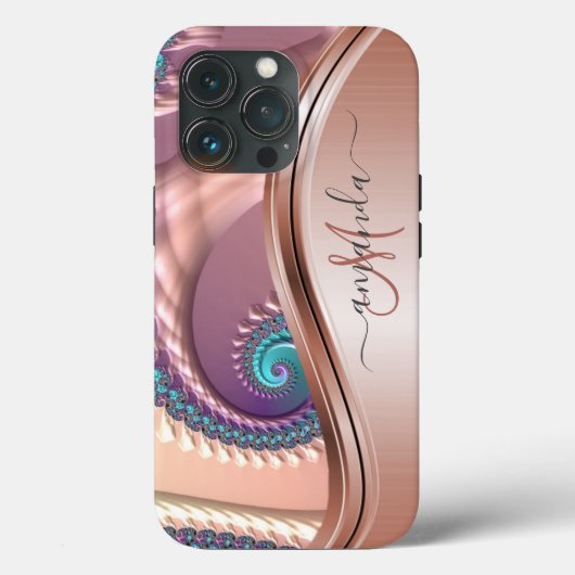 Roos Gold Fractal Handwrite Calligrafie Case-Mate iPhone Case (Achterkant)