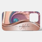 Roos Gold Fractal Handwrite Calligrafie Case-Mate iPhone Case (Achterkant (horizontaal))