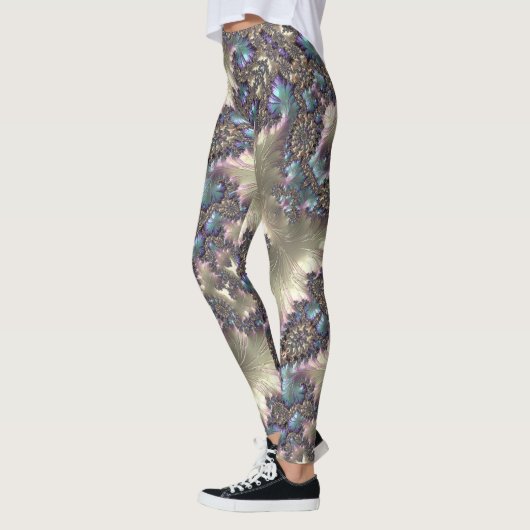 Roos Gold Fractal Patroon Aangepaste naam Leggings (Links)