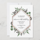 Roos Gold Framed Abstracte Verjaardagsuitnodiging Kaart (Voorkant)