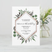 Roos Gold Framed Abstracte Verjaardagsuitnodiging Kaart (Staand voorkant)