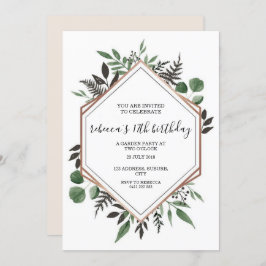 Roos Gold Framed Abstracte Verjaardagsuitnodiging Kaart