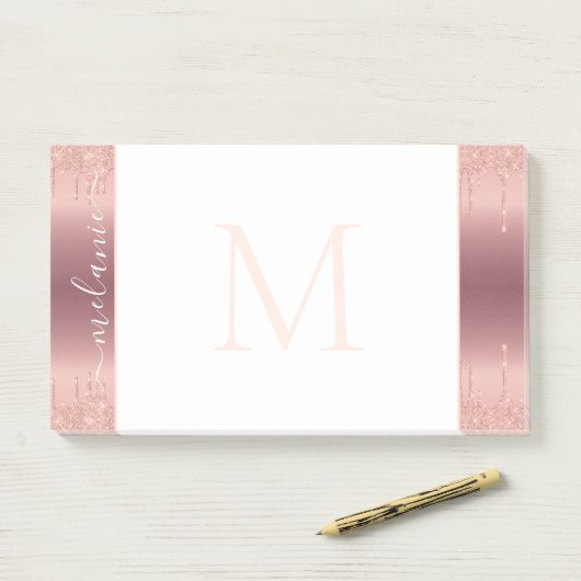 Roos Gold Framed Post-it® notes Aangepaste Naam Le (Op bureau)