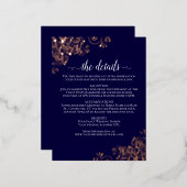 Roos Gold Frills op marinelegant bruiloft - Gegeve Folie Uitnodiging Briefkaart (Voorkant / Achterkant)