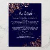 Roos Gold Frills op marinelegant bruiloft - Gegeve Folie Uitnodiging Briefkaart (Voorkant)