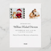 Roos Gold Funny Holiday Baby Geboorte Aankondiging (Achterkant)