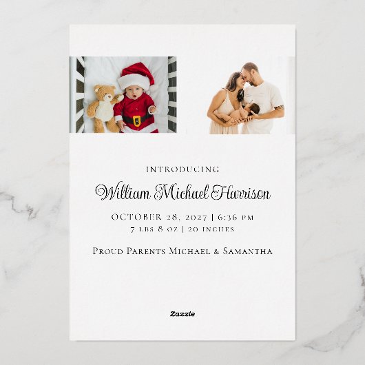 Roos Gold Funny Holiday Baby Geboorte Aankondiging (Achterkant)