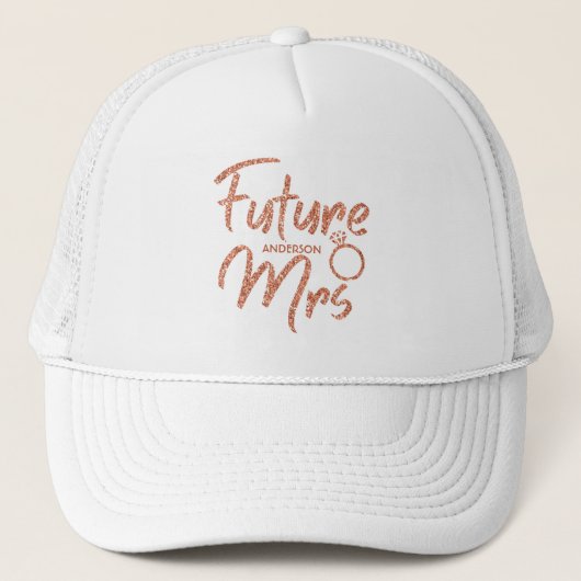 Roos Gold Future Mrs Bride Trucker Hat Pet (Voorkant)