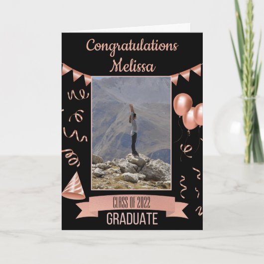 Roos Gold Gefeliciteerd Afstuderen Kaart (Voorkant)