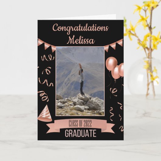 Roos Gold Gefeliciteerd Afstuderen Kaart (Gele Bloem)