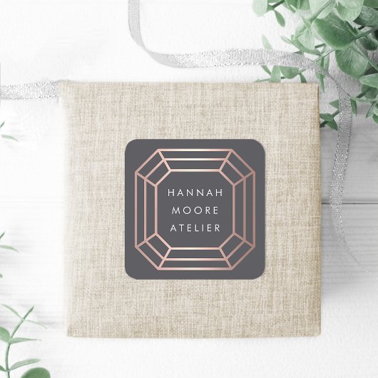 Roos Gold Gemstone Logo Vierkante Sticker