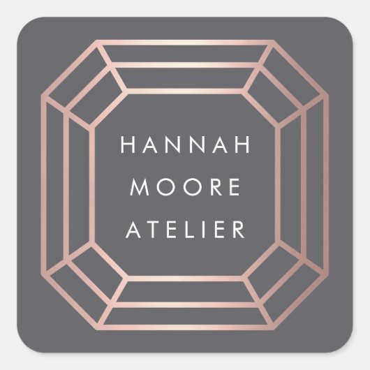 Roos Gold Gemstone Logo Vierkante Sticker (Voorkant)