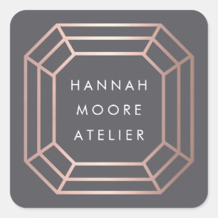 Roos Gold Gemstone Logo Vierkante Sticker