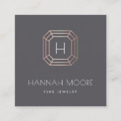 Roos Gold Gemstone Monogram Jeweler Logo Vierkante Visitekaartje (Voorkant)