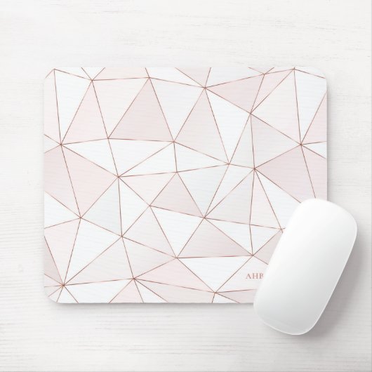 Roos Gold Geometric Abstract Patroonmonogram Muismat (Met muis)