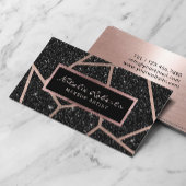 Roos Gold Geometric Black Glitter Beauty Salon Visitekaartje