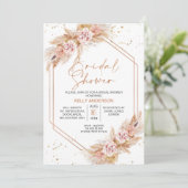 Roos Gold Geometric Boho Pampas Vrijgezellenfeest Kaart (Staand voorkant)