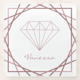 Roos Gold Geometric Diamond Glazen Onderzetter