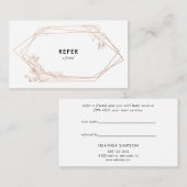 Roos Gold Geometric Floral Aanbevelingskaartje (Voorkant / Achterkant)