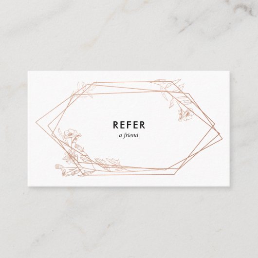 Roos Gold Geometric Floral Aanbevelingskaartje (Voorkant)