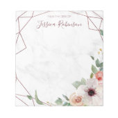 Roos Gold Geometric Floral Bohemian Personalized Notitieblok (Voorkant)
