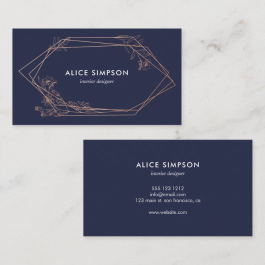 Roos Gold Geometric Floral Visitekaartje (Voorkant / Achterkant)