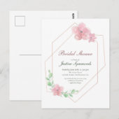 Roos Gold Geometric Floral Vrijgezellenfeest Briefkaart (Voorkant / Achterkant)