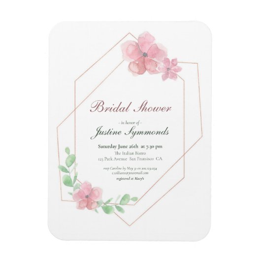 Roos Gold Geometric Floral Vrijgezellenfeest Magneet (Verticaal)