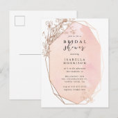 Roos Gold Geometric Floral Vrijgezellenfeest Uitnodiging Briefkaart (Voorkant / Achterkant)