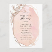 Roos Gold Geometric Floral Vrijgezellenfeest Uitnodiging Briefkaart (Voorkant)