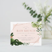 Roos Gold Geometric Greenery Baby Brunch Uitnodiging Briefkaart (Staand voorkant)