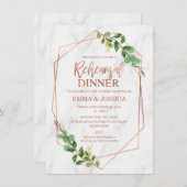 Roos Gold Geometric Greenery Rehearsal Dinner Kaart (Voorkant / Achterkant)