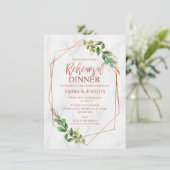 Roos Gold Geometric Greenery Rehearsal Dinner Kaart (Staand voorkant)