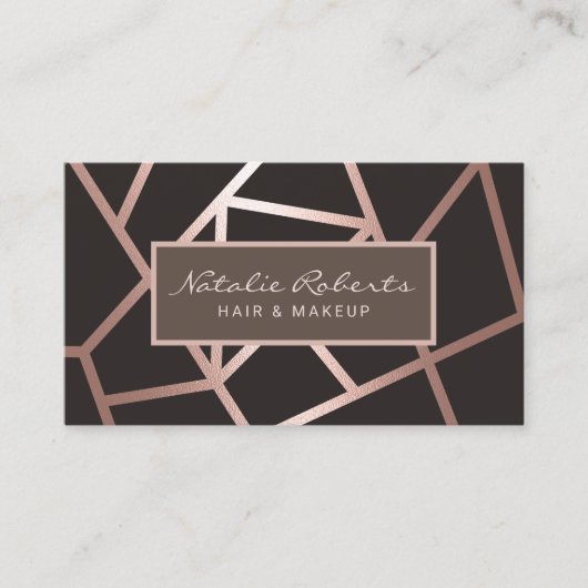Roos Gold Geometric Hair Stylist Beauty Salon Visitekaartje (Voorkant)