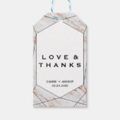 Roos Gold Geometric Marble Love en Bedankt Cadeaulabel (Voorkant)