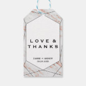 Roos Gold Geometric Marble Love en Bedankt Cadeaulabel (Achterkant)
