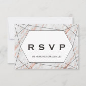 Roos Gold Geometric Marble Menu Keuze RSVP Kaart (Voorkant)