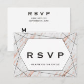Roos Gold Geometric Marble Menu Keuze RSVP Kaart (Voorkant / Achterkant)