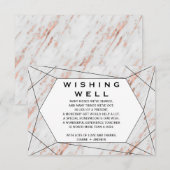 Roos Gold Geometric Marble Wedding Wishing Well Informatiekaartje (Voorkant / Achterkant)